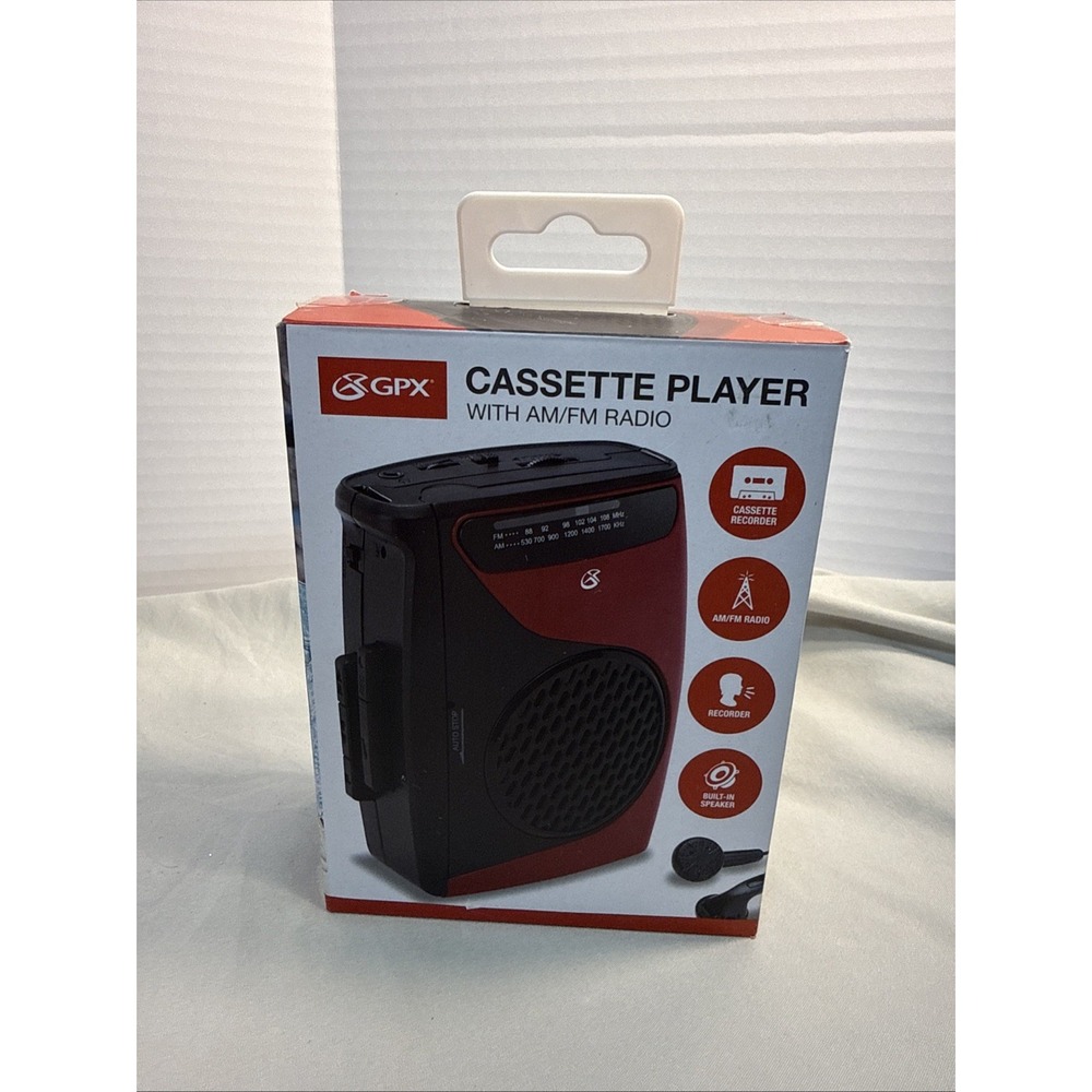 GPX AM/FM Cassette Player/Recorder , Built-in microphone and speaker - Open box